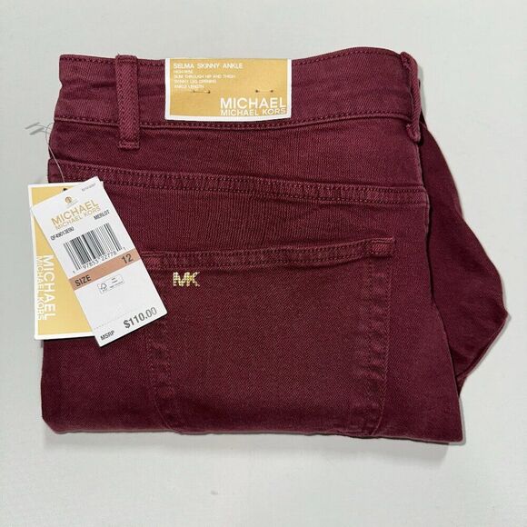 Michael Kors Women Jeans Selma Hi Rise sz 12 Merlot Skinny Ankle $110 NWT - Picture 1 of 10